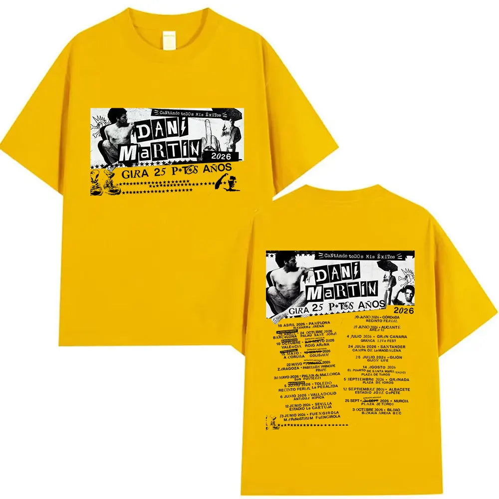 Rapper Dani Martin Tour 2025-2026 Merch T Shirts Men's Pop Music Clothing Short Sleeve T-shirt Man Hip Hop Gothic Vintage Tshirt