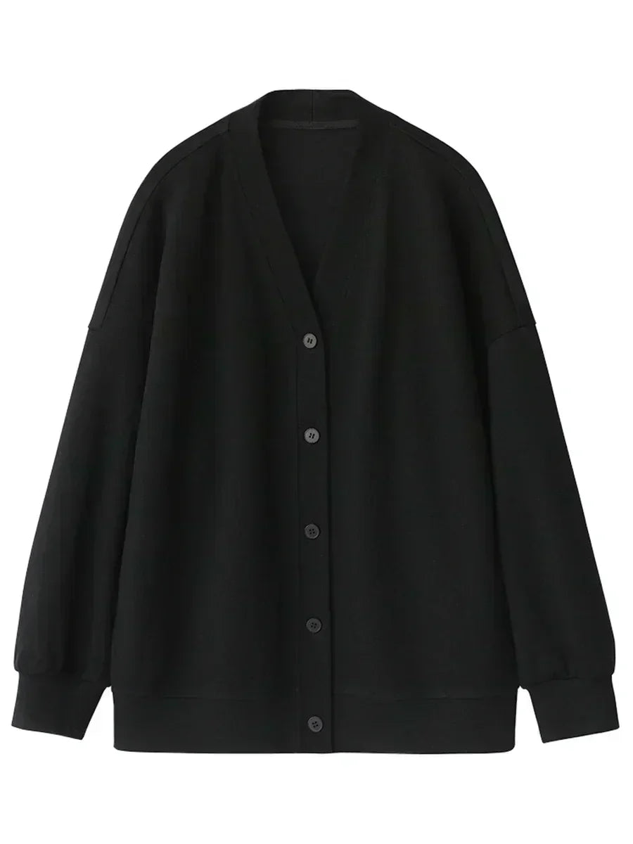 Korean Autumn Winter Women's Sports Coat Casual Loose V-neck Sweatshirt for Women Thick Warm Tops Office Lady Female