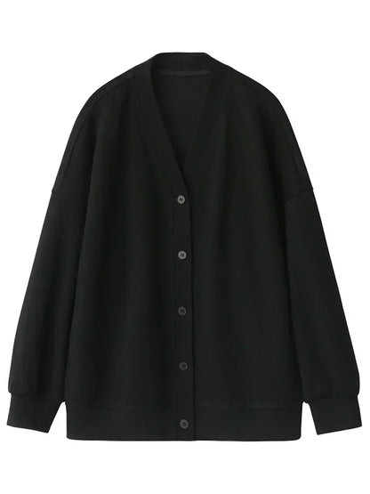 Korean Autumn Winter Women's Sports Coat Casual Loose V-neck Sweatshirt for Women Thick Warm Tops Office Lady Female