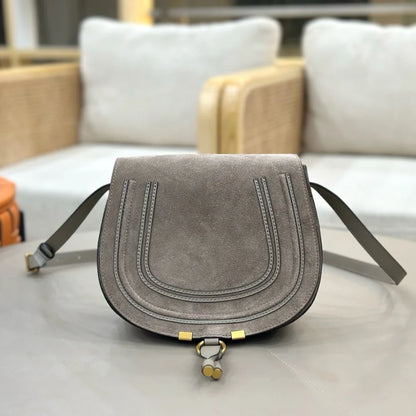Classic Genuine Leather Saddle Crossbody Bag Vintage Fringe Shoulder Purse For Women Classic U-Shape Stitched Handbag