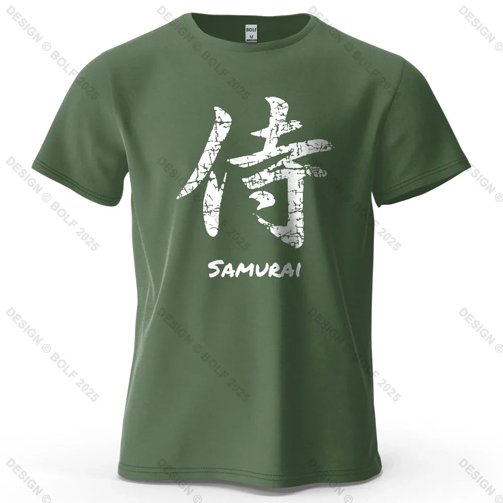 Samurai Character Printed Men's T-Shirt 100% Cotton Oversized Classic Asian Aesthetics Graphic Tees for Women Tees Streetwear