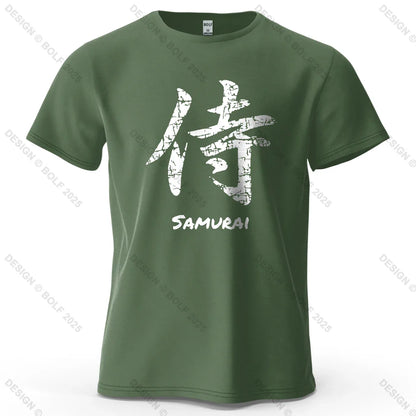 Samurai Character Printed Men's T-Shirt 100% Cotton Oversized Classic Asian Aesthetics Graphic Tees for Women Tees Streetwear