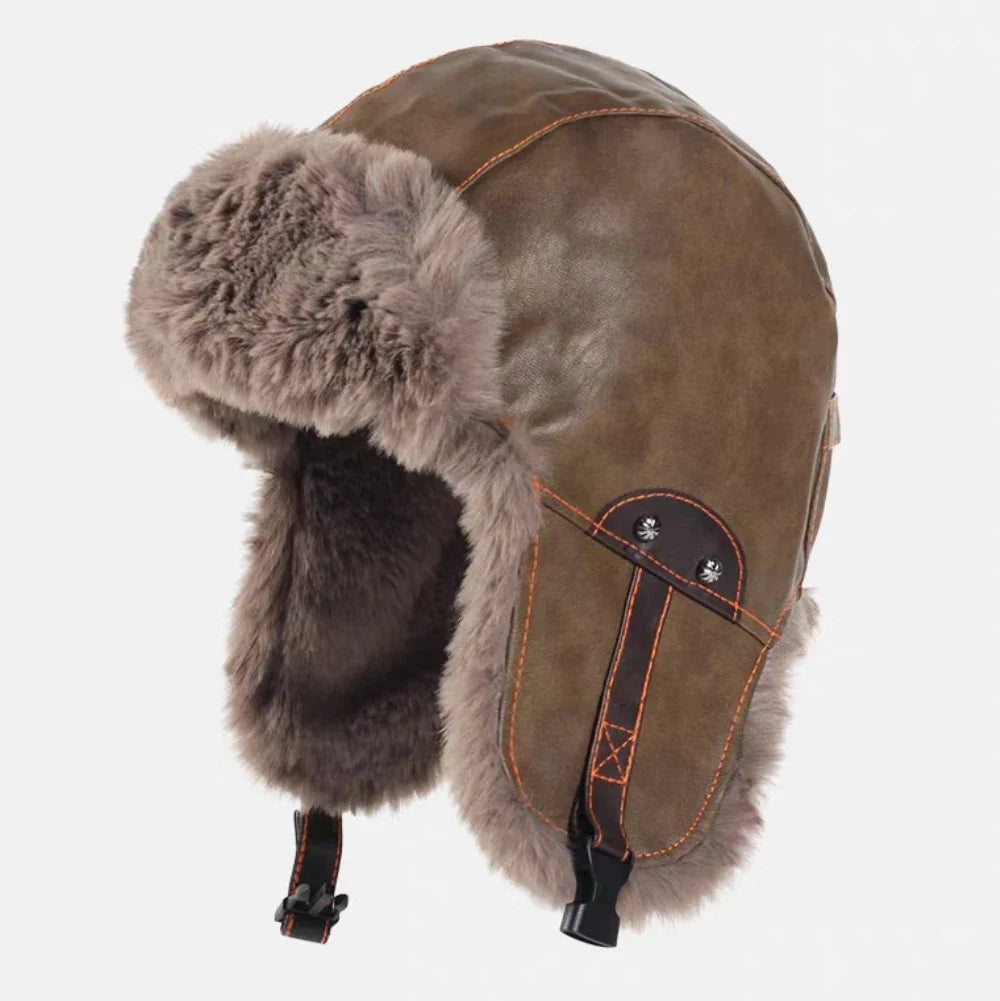 Bomber Hat New PU Leather Winter Hats for Men Women Waterproof Snow Ski Trapper Earflap Cap Male Female Russian Fur Hats
