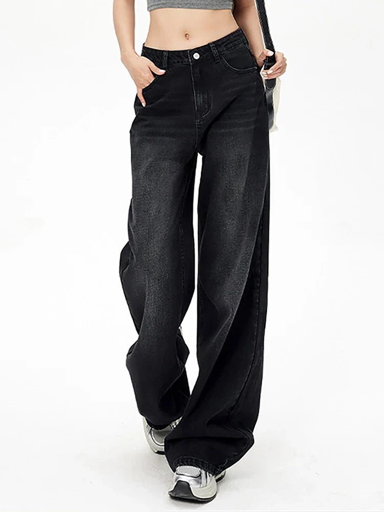 Lady RetroY2K Style High Waist Jeans Pants Women Fashion Straight Leg Denim Trousers Hot Girls Loose Fit Thin Casual Pants