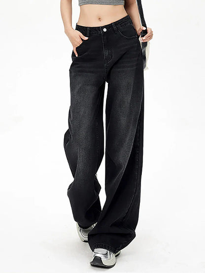 Lady RetroY2K Style High Waist Jeans Pants Women Fashion Straight Leg Denim Trousers Hot Girls Loose Fit Thin Casual Pants