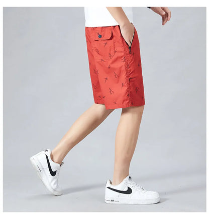 Mens Light Weight Print Shorts Casual Drawstring Elastic Waist Summer Beach Vacation Shorts