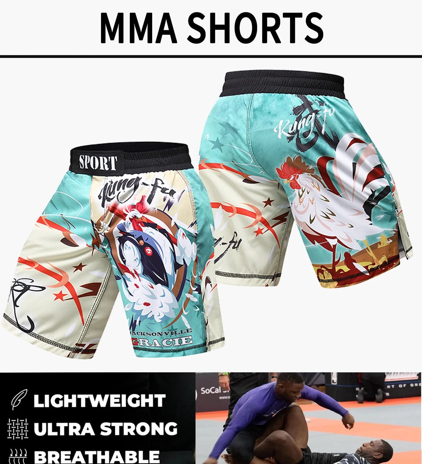 Training Fight Shorts Men's Boxing MMA Combat BJJ Grappling Fitness Muay Thai Kickboxing No Gi Shorts With Sublimation Printed