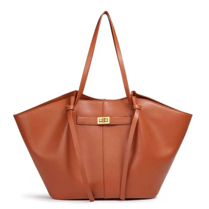 2026 New Large Capacity Trapeze Women Shoulder Bags Designer Metal Lock Handbags High-Quality Pu Leather Big Tote Commute Bag