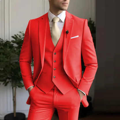 Men's White/Black Terno Suit with Notch Lapel 3-Piece Wedding/Business Man Clothing(Jacket Pants Vest)for Home Party Occasions