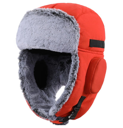 Men's Trapper Hat With Faux Fur Linning Eskimo Windproof Waterproof Winter Warm Hats Ushanka Hunting Skiing Hat