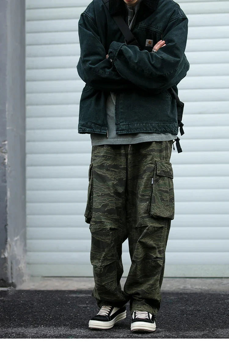 High Quality American Retro Ast Craft Camouflage Cargo Pants For Men Clothing Outdoors Tactical Pants Casual Baggy Trousers Male