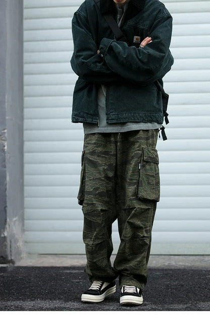 High Quality American Retro Ast Craft Camouflage Cargo Pants For Men Clothing Outdoors Tactical Pants Casual Baggy Trousers Male