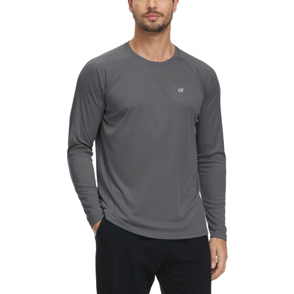 Men UPF 50+ Long Sleeve T-Shirt, Rash Guard Breathable Tops, Pullover Shirt for Sport Fishing Hiking Running Beach Surfing