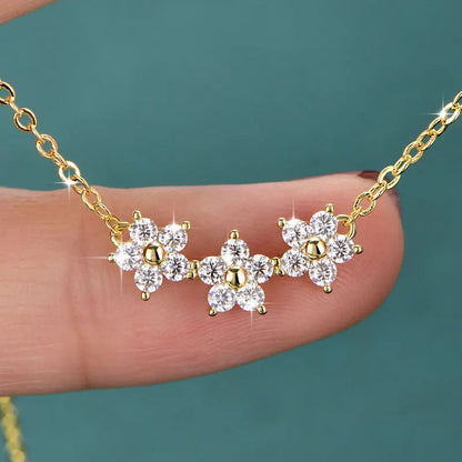 GRA Certified D VVS1 Moissanite Diamond Sweet Mini Flower Pendant Necklace for Women Chain Neck Jewelry Gifts Collares