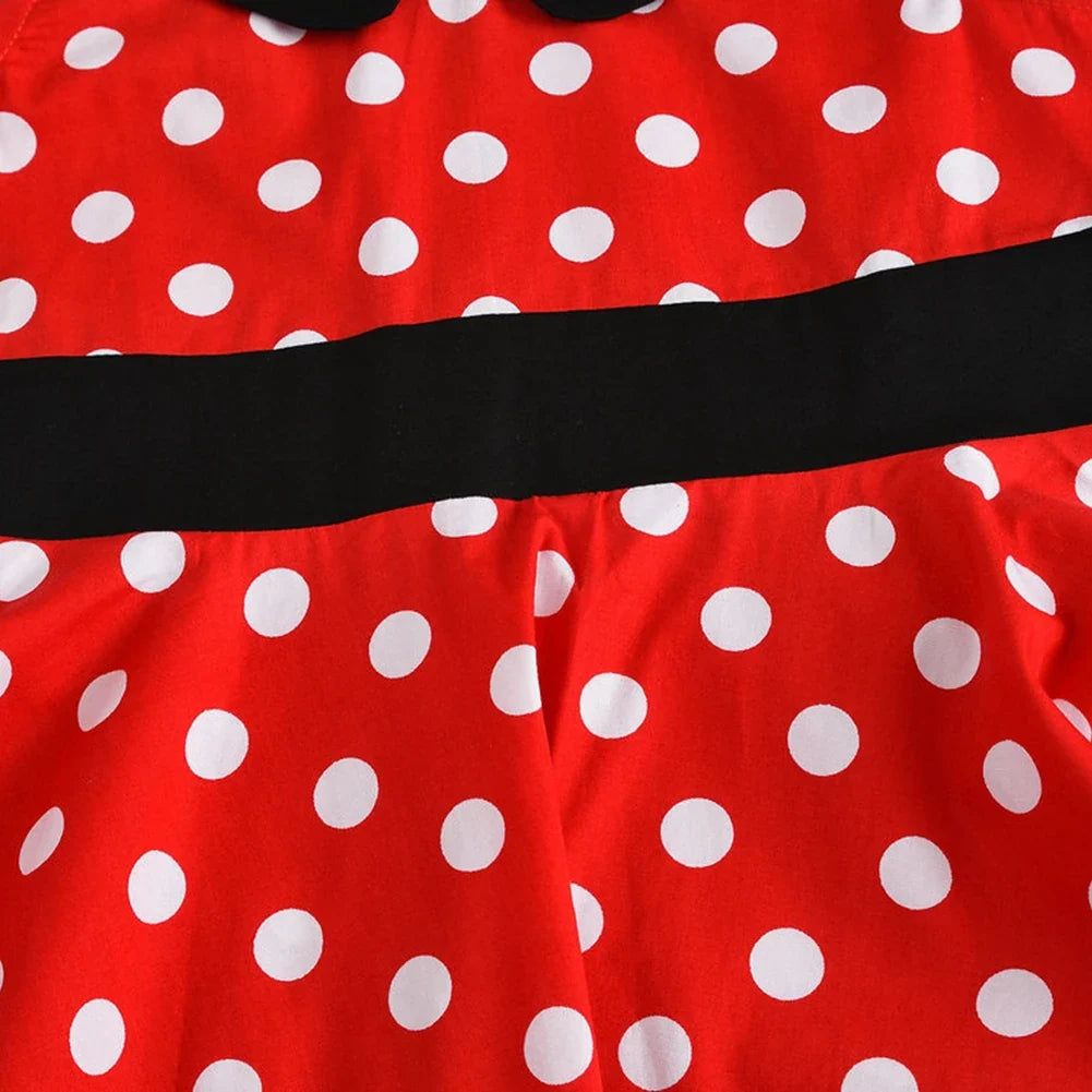LPATTERN Girls' Vintage Rockabilly Dress Party Retro Polka Dot Floral Pattern A-line Dresses Pleated Skirt Knee-Length for 4-10Y