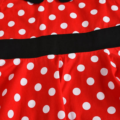 LPATTERN Girls' Vintage Rockabilly Dress Party Retro Polka Dot Floral Pattern A-line Dresses Pleated Skirt Knee-Length for 4-10Y
