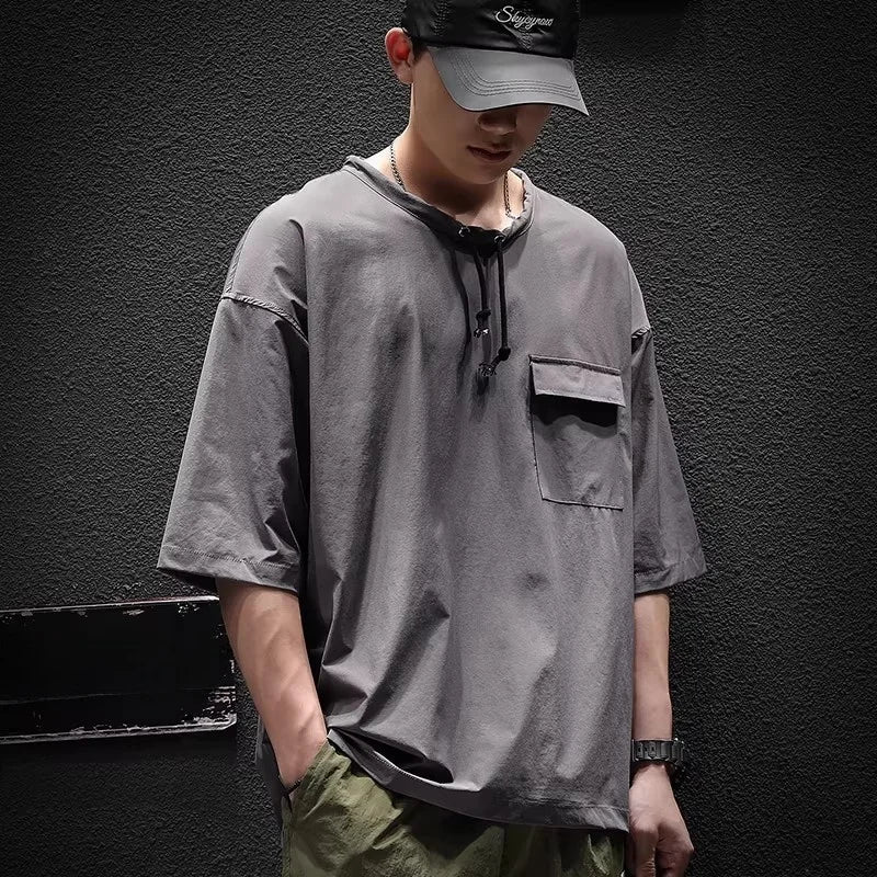 Men's Summer Thin Short Sleeve T-Shirt Ice Silk Quick Dry Large Size round Neck Sport Loose Casual Workwear Breathable Sweat ...