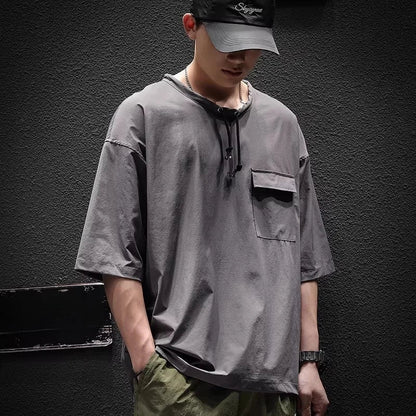 Men's Summer Thin Short Sleeve T-Shirt Ice Silk Quick Dry Large Size round Neck Sport Loose Casual Workwear Breathable Sweat ...