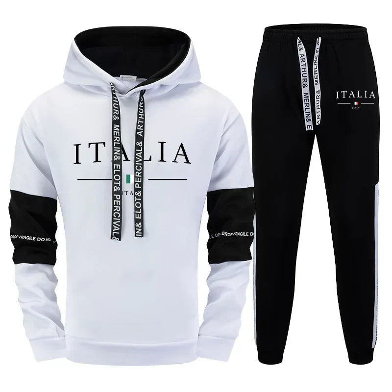 Mens Tracksuit Outdoor Quality Autumn Winter Simple Casual Sports Hooded Single Sweatshirts And Sweatpant Comfort Sports Fitness