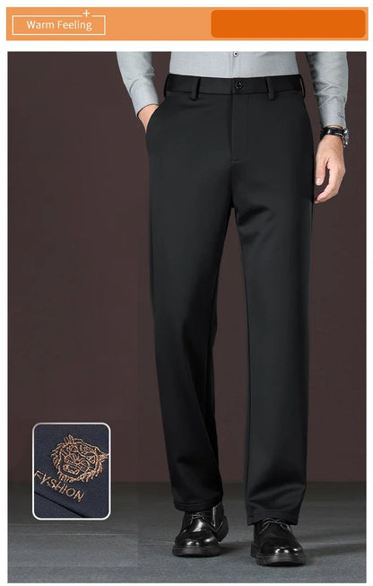 Men's New Loose Straight Leg Elastic Formal Pants, Business Tiger Head Western Style, All Seasons, Casual & Formal Wear