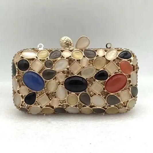 Natural Rhinestone Handmade Clutch Women Wedding Party Cocktail Evening Bag Colorful Diamond Handbag Fashion Yellow Purse