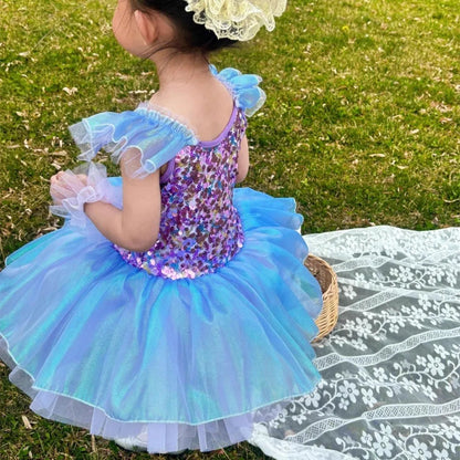 Children's Day Dance Dress Girl Ballet Princess Summer Dresses Girls Ballet Sequins Outfit Kids Clothes Vestidos Birthday Gift