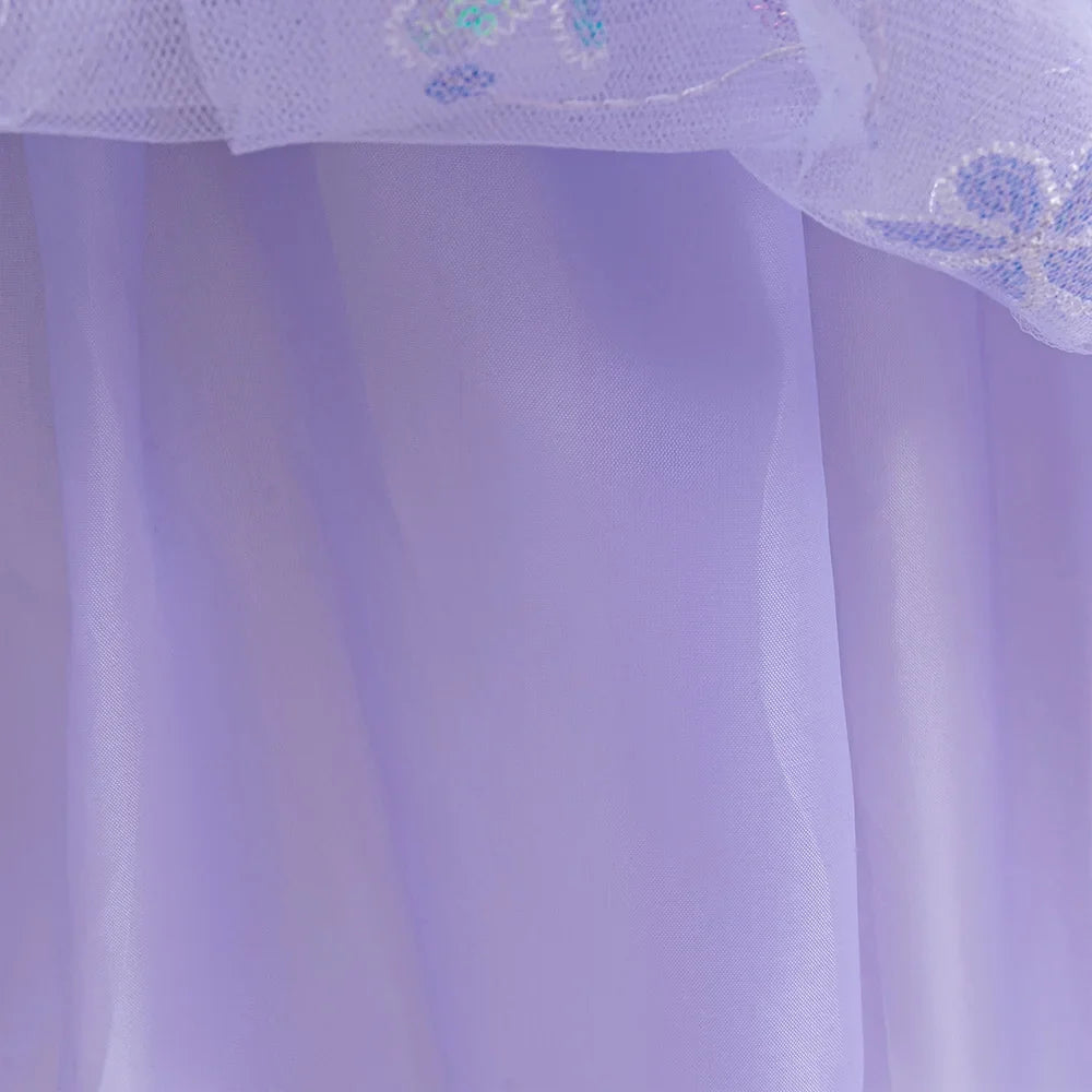 Little Mermaid Ariel Princess Costumes Young Girls Purple Dress Kids Cosplay Carnival Gown Birthday Tutu Dresses Summer New Wear