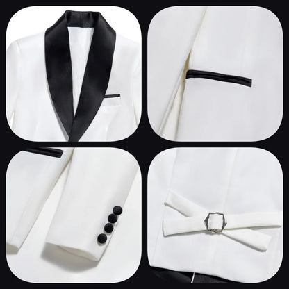 Fast Delivery Formal Boys Suit Set 4PCS Elegant White Piano Photography Suit Kids Party Ceremony Costume Party Suit