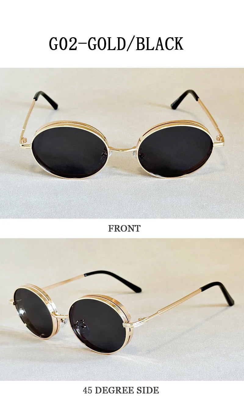 2025 Oval Sunglasses Women Trendy Retro Vintage Steampunk Sunglass Men Fashion Glasses Lentes De Sol Mujer Lunette Soleil Femme
