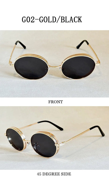 2025 Oval Sunglasses Women Trendy Retro Vintage Steampunk Sunglass Men Fashion Glasses Lentes De Sol Mujer Lunette Soleil Femme