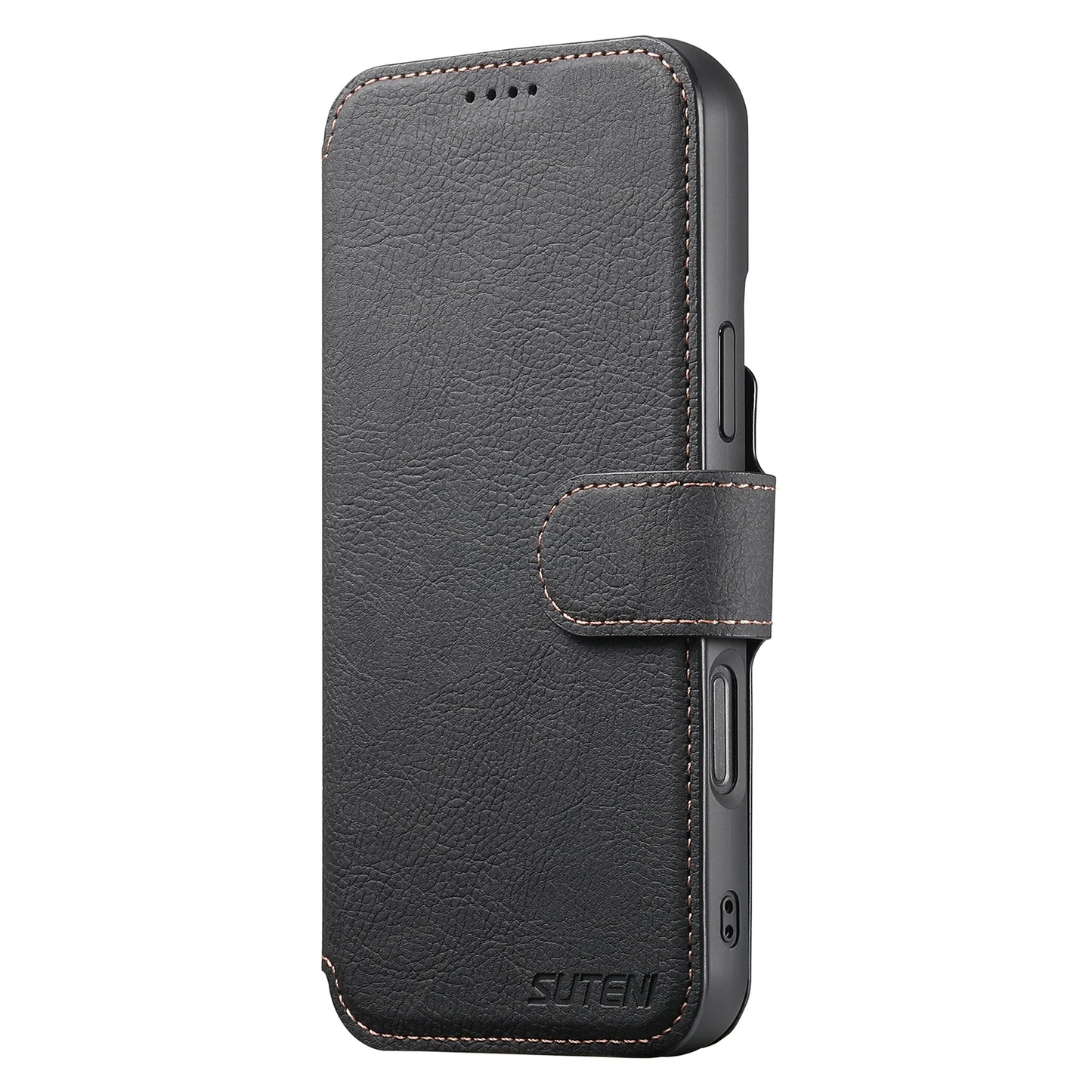 Faux Leather Wireless Charging Card Holder Stand Wallet Magnetic Flip Cover Phone Case For iPhone 17 Pro Max 16 Plus 15 14 13