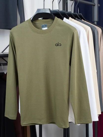 Fashionable Spring and Autumn New Comfortable Round Neck T-shirt High End Men's Bestselling Letter Embroidered Long Sleeve Top