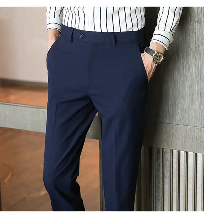 Plus size 40 38 Men Business Solid Suit Pant 2026 Spring Formal Slim Fit Wedding Trouser Mens Brand Fashion Casual Dress Pants