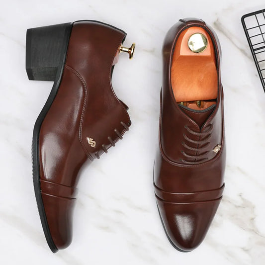 Trendy Men's Casual Black Brown Lace Up Oxford Cuban Shoes Gentleman Business Flats Dress Homecoming Footwear Zapatos Hombre