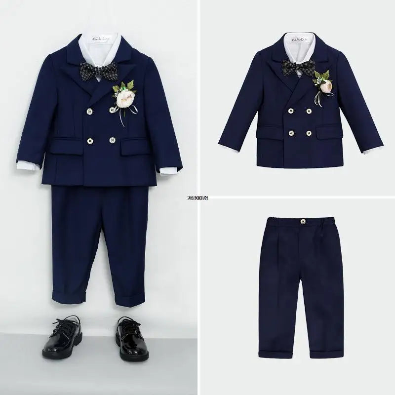 Little Boys Wedding Suit Children Photography Dress Kids Stage Performance Formal Blazer Suit Baby Birthday Ceremony Costume