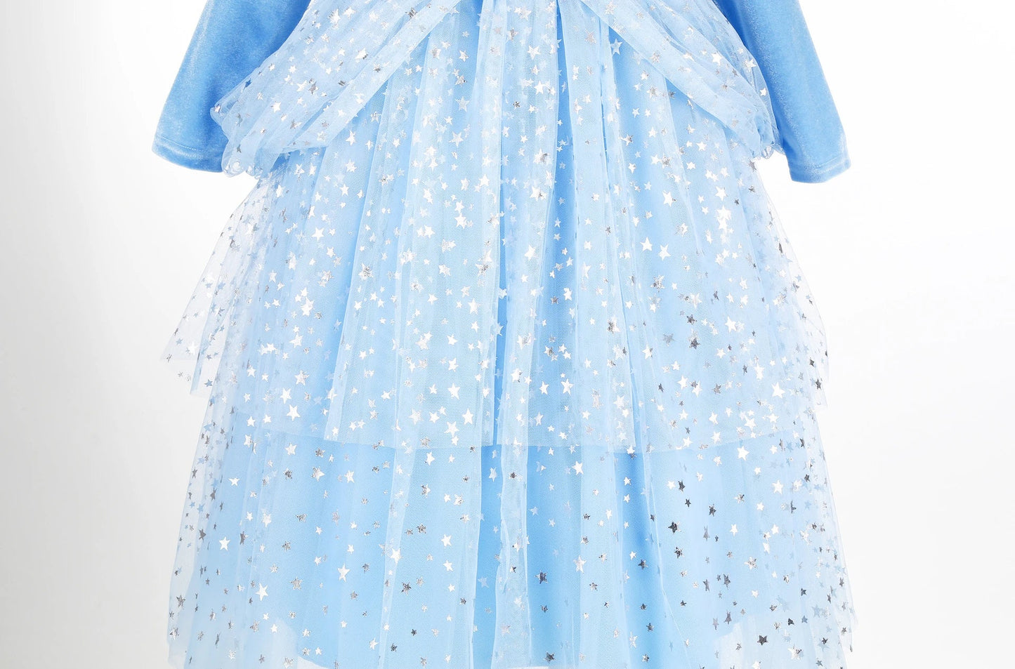 Girl Cinderella Dress Long Sleeve Princess Cosplay Costume Blue Sequin Children Bithday Surprise Kids Ball Gown
