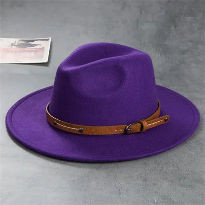 Wool Fedora Hat For Women Men Winter Autumn Fashion Church Jazz Hats Viking British Flat Brim Felt Hat Outdoor Casual Fedoras