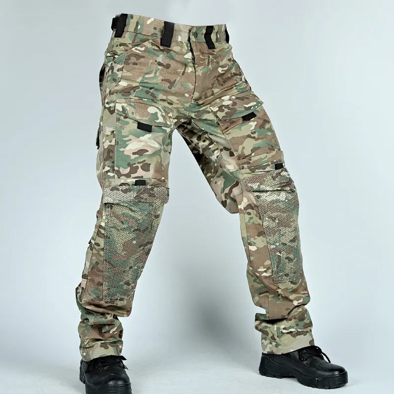 Men Military Tactics Pants Quick Dry Tactical Cargo Pants Wear-Resistant Multi-Pocket Men's Trousers Loose Combat Work Pant Male