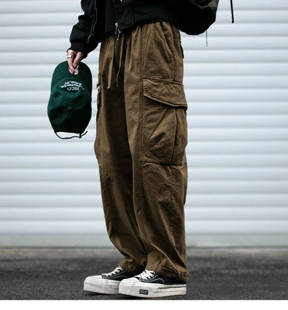 Oversized Cargo Pants For Men Multi Pocket Loose Fit Streetwear Casual American Style Korean Trendy Fashion Straight Leg Pants