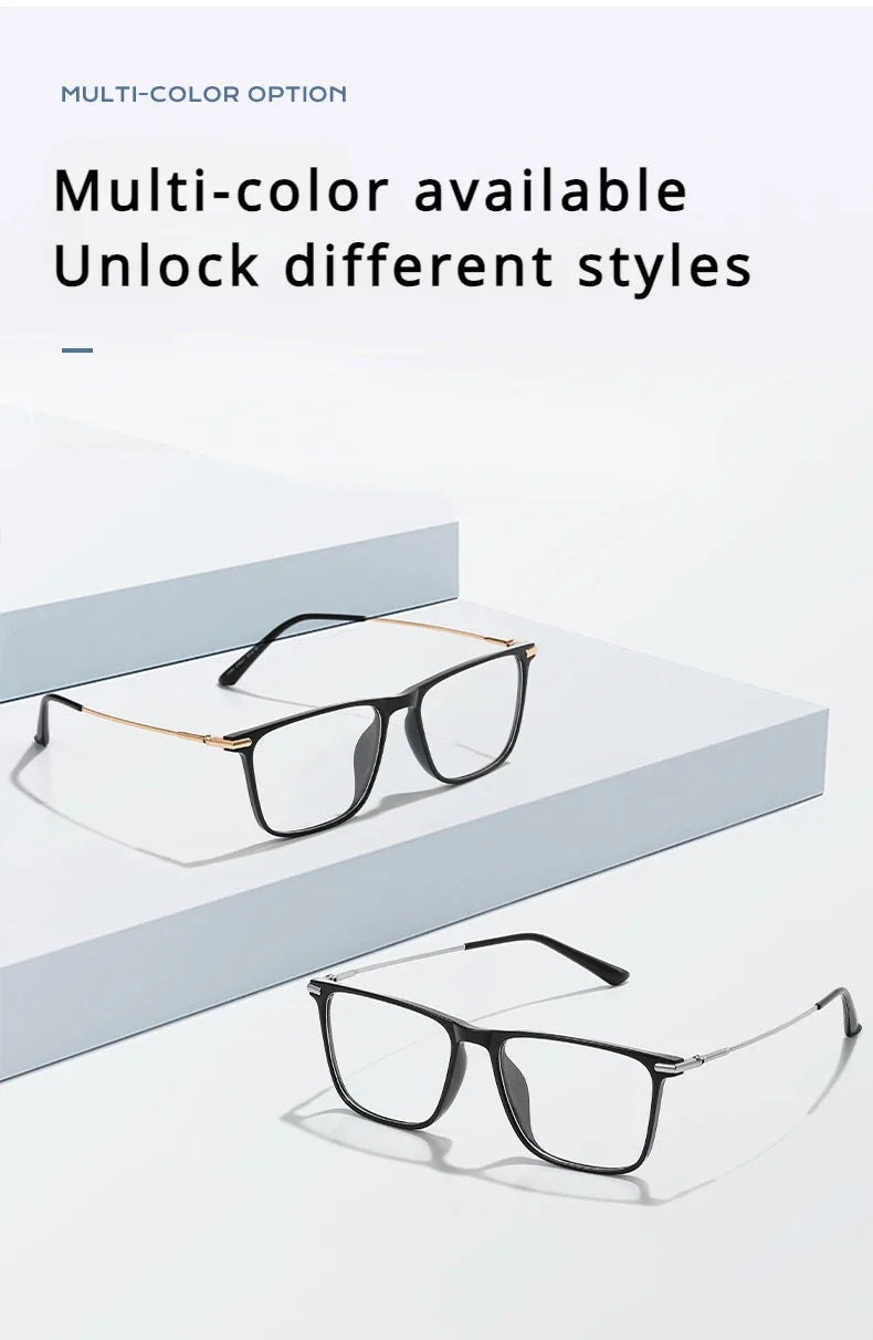Titanium Classic Men's Square Frames Anti-blue Light Reading Glasses Myopia Can Be Customized Prescription Glasses 007