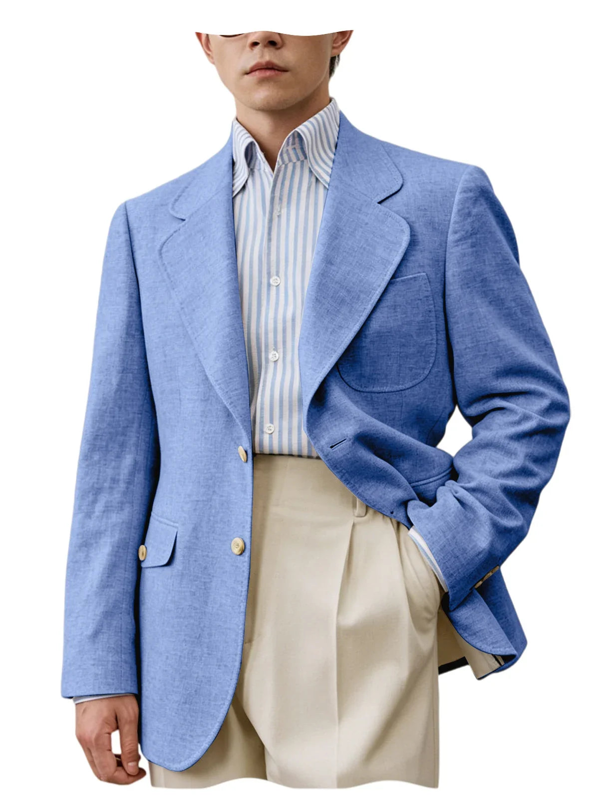 Men Natural Linen Blazer Suit Jacket Breathable Slim Fit Single Breasted Business Office Wedding Party Smart Casual Outerwear