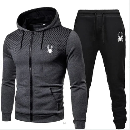 2026 New Spring Autumn Men's Long Sleeve Hoodie; Pants Two-piece Set Fashion Outdoor Running Sports Suit