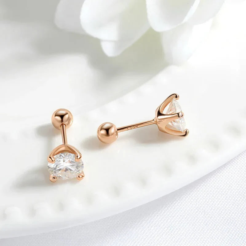 0.5CT 1CT 2CT Certified Moissanite Stud Earrings for Women Sparkling D Color Lab Diamond 100% 925 Sterling Silver Jewelry