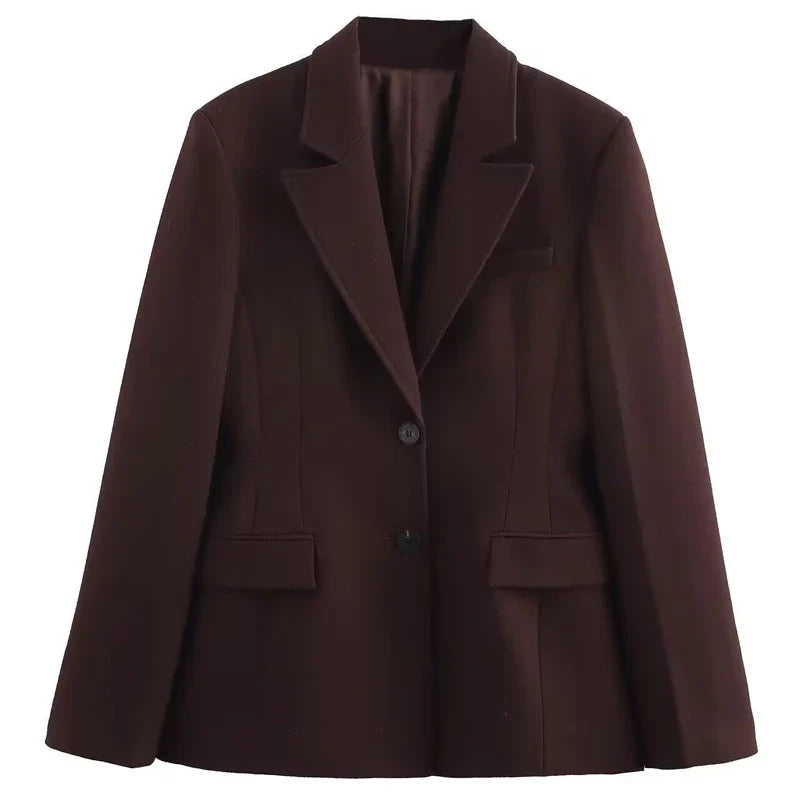 Women Elegant Blazer Chic Slim Lapel Long Sleeve Jackets 2025 Spring V Neck Buttons Cinch Waist Women's Jacket Office Lady Coat