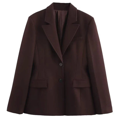Women Elegant Blazer Chic Slim Lapel Long Sleeve Jackets 2025 Spring V Neck Buttons Cinch Waist Women's Jacket Office Lady Coat