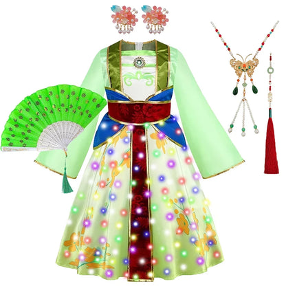 Girl Hua Mulan Princess Costume Children Chinese Hanfu Dress Costumes of Ancient Chinese Person Halloween Carnival Clothing