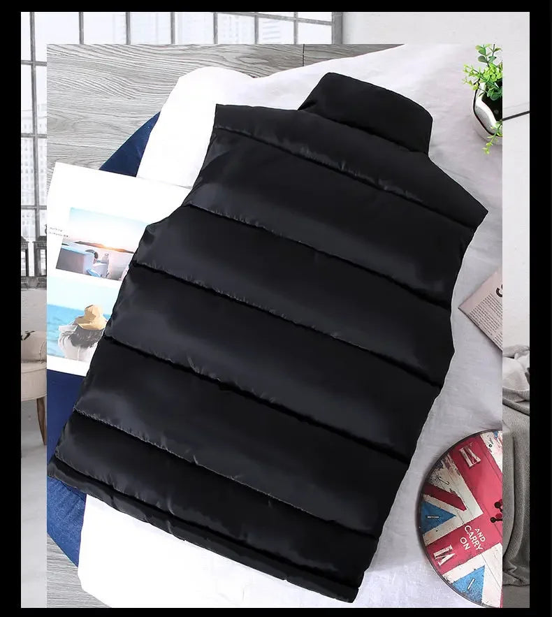 White Vest Jacket Men Slim Fit Stand Collar Sleeveless Puffer Jackets Spring Autumn Casual Waistcoat Men Warm Coat 2024 Trends
