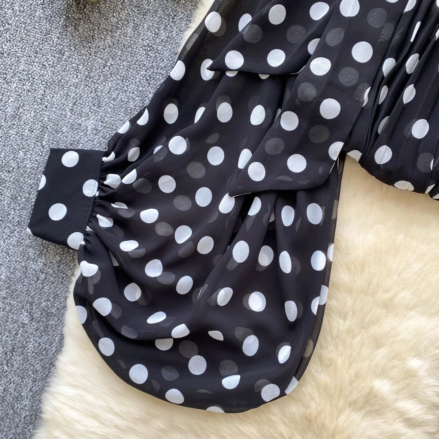 Autumn Leopard Print Blouse Women Bow Neck Long Sleeves Loose Top Korean Style Ins Polka Dot Chiffon Shirt 2025