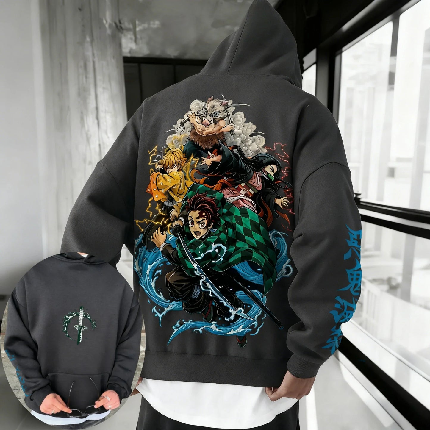 Demon Slayer: Kimetsu no Yaiba Men Hoodie Sweatshirt Japanese Anime Spring Autumn Winter Boy Long-sleeved Parent-child Outfit