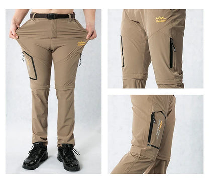 Men's Camping Hiking Pants Trekking Stretch Summer Quick Dry UV-Proof Outdoor Travel Trousers Detachable into Shorts